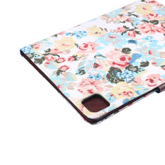 Funda protectora de cuero con tapa horizontal para PC con textura de tela con flores, soporte, ranuras para tarjetas, billetera, marco de fotos y función de suspensión/activación, para iPad Air 2022/2020 10.9