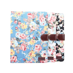 Funda protectora de cuero con tapa horizontal para PC con textura de tela con flores, soporte, ranuras para tarjetas, billetera, marco de fotos y función de suspensión/activación, para iPad Air 2022/2020 10.9