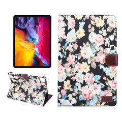 Funda protectora de cuero con tapa horizontal para PC con textura de tela con flores, soporte, ranuras para tarjetas, billetera, marco de fotos y función de suspensión/activación, para iPad Air 2022/2020 10.9