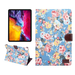 Funda protectora de cuero con tapa horizontal para PC con textura de tela con flores, soporte, ranuras para tarjetas, billetera, marco de fotos y función de suspensión/activación, para iPad Air 2022/2020 10.9