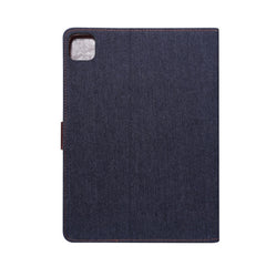 Funda protectora de cuero con tapa horizontal para PC con textura de mezclilla, con soporte, ranuras para tarjetas, billetera, marco de fotos y función de suspensión/activación, para iPad Air 2022/2020 10.9