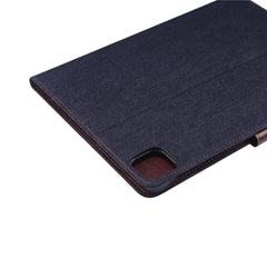 Funda protectora de cuero con tapa horizontal para PC con textura de mezclilla, con soporte, ranuras para tarjetas, billetera, marco de fotos y función de suspensión/activación, para iPad Air 2022/2020 10.9