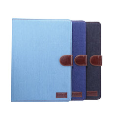 Funda protectora de cuero con tapa horizontal para PC con textura de mezclilla, con soporte, ranuras para tarjetas, billetera, marco de fotos y función de suspensión/activación, para iPad Air 2022/2020 10.9