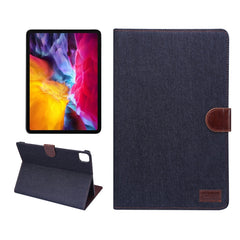 Funda protectora de cuero con tapa horizontal para PC con textura de mezclilla, con soporte, ranuras para tarjetas, billetera, marco de fotos y función de suspensión/activación, para iPad Air 2022/2020 10.9