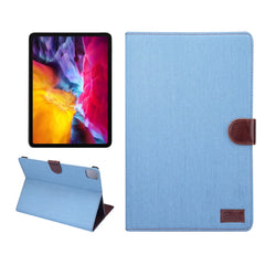 Funda protectora de cuero con tapa horizontal para PC con textura de mezclilla, con soporte, ranuras para tarjetas, billetera, marco de fotos y función de suspensión/activación, para iPad Air 2022/2020 10.9