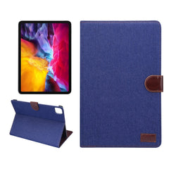 Funda protectora de cuero con tapa horizontal para PC con textura de mezclilla, con soporte, ranuras para tarjetas, billetera, marco de fotos y función de suspensión/activación, para iPad Air 2022/2020 10.9