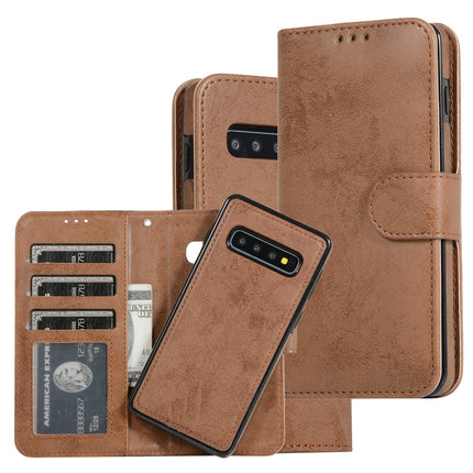 Retro 2 in 1 Detachable Magnetic Horizontal Flip TPU + PU Leather Case with Holder & Card Slots & Photo Frame & Wallet, For Samsung Galaxy S10, For Samsung Galaxy S10e, For Samsung Galaxy S10+, For Samsung Galaxy S20