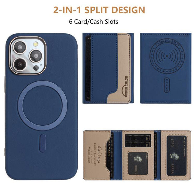 Colour Matching Horizontal Magnetic Card Bag RFID MagSafe Phone Case, For iPhone 16 Pro Max, For iPhone 16 Pro, For iPhone 16 Plus, For iPhone 16