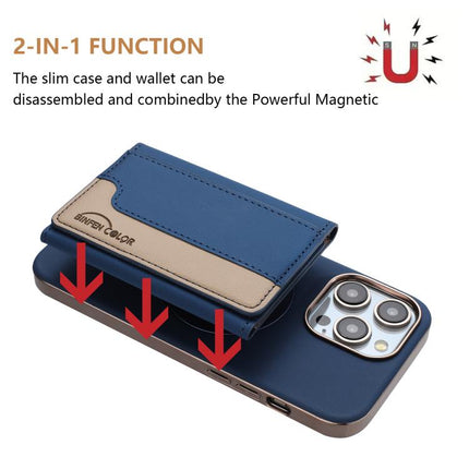 Colour Matching Horizontal Magnetic Card Bag RFID MagSafe Phone Case, For iPhone 15 Pro Max, For iPhone 15 Pro, For iPhone 15 Plus, For iPhone 15