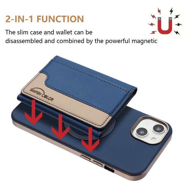 Colour Matching Horizontal Magnetic Card Bag RFID MagSafe Phone Case, For iPhone 14 Plus, For iPhone 14, For iPhone 14 Pro, For iPhone 14 Pro Max