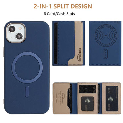 Colour Matching Horizontal Magnetic Card Bag RFID MagSafe Phone Case, For iPhone 14 Plus, For iPhone 14, For iPhone 14 Pro, For iPhone 14 Pro Max