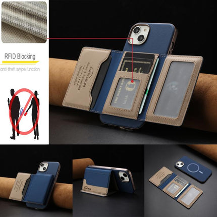 Colour Matching Horizontal Magnetic Card Bag RFID MagSafe Phone Case, For iPhone 14 Plus, For iPhone 14, For iPhone 14 Pro, For iPhone 14 Pro Max