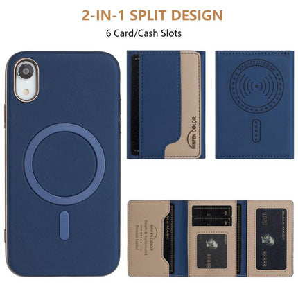 Colour Matching Horizontal Magnetic Card Bag RFID MagSafe Phone Case, For iPhone XR, For iPhone 8 Plus / 7 Plus, For iPhone 8 / 7 / 6
