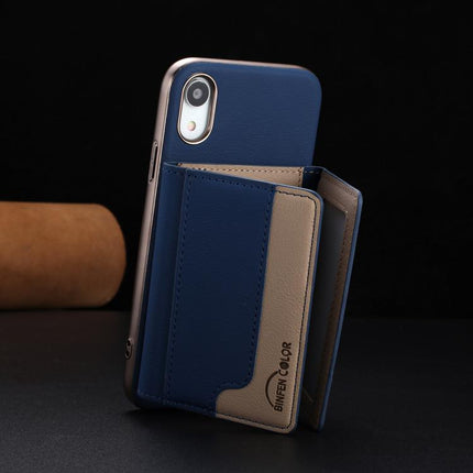 Colour Matching Horizontal Magnetic Card Bag RFID MagSafe Phone Case, For iPhone XR, For iPhone 8 Plus / 7 Plus, For iPhone 8 / 7 / 6