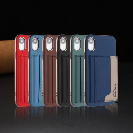 Colour Matching Horizontal Magnetic Card Bag RFID MagSafe Phone Case, For iPhone XR, For iPhone 8 Plus / 7 Plus, For iPhone 8 / 7 / 6