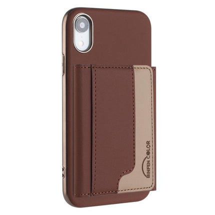 Colour Matching Horizontal Magnetic Card Bag RFID MagSafe Phone Case, For iPhone XR, For iPhone 8 Plus / 7 Plus, For iPhone 8 / 7 / 6