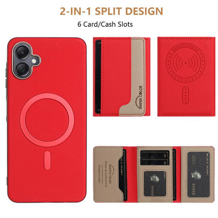 Colour Matching Horizontal Magnetic Card Bag RFID MagSafe Phone Case, For Samsung Galaxy A06, For Samsung Galaxy A56, For Samsung Galaxy A26, For Samsung Galaxy A36