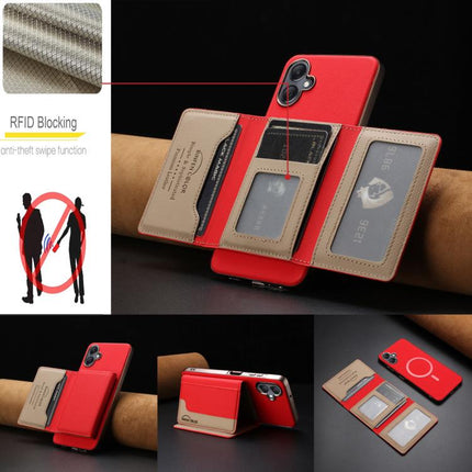Colour Matching Horizontal Magnetic Card Bag RFID MagSafe Phone Case, For Samsung Galaxy A06, For Samsung Galaxy A56, For Samsung Galaxy A26, For Samsung Galaxy A36
