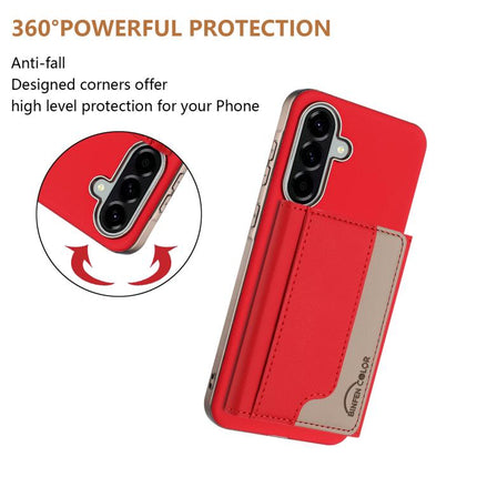 Colour Matching Horizontal Magnetic Card Bag RFID MagSafe Phone Case, For Samsung Galaxy A25, For Samsung Galaxy A55