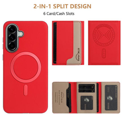 Colour Matching Horizontal Magnetic Card Bag RFID MagSafe Phone Case, For Samsung Galaxy A25, For Samsung Galaxy A55