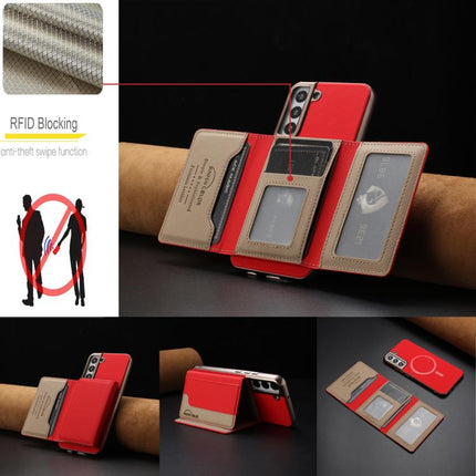 Colour Matching Horizontal Magnetic Card Bag RFID MagSafe Phone Case, For Samsung Galaxy S25 5G, For Samsung Galaxy S25+ 5G, For Samsung Galaxy S25 Ultra 5G, For Samsung Galaxy S24 FE 5G