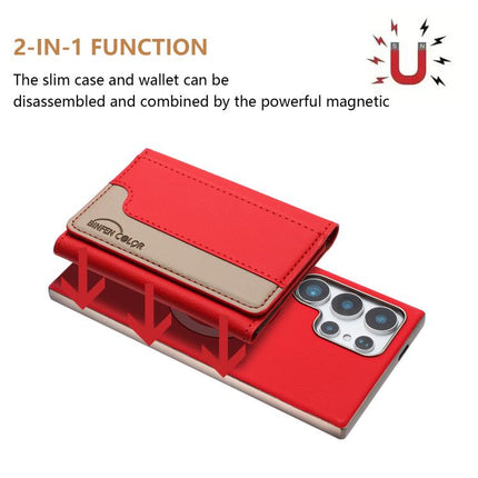 Colour Matching Horizontal Magnetic Card Bag RFID MagSafe Phone Case, For Samsung Galaxy S24 Ultra 5G, For Samsung Galaxy S24+ 5G, For Samsung Galaxy S24 5G, For Samsung Galaxy S23 Ultra 5G