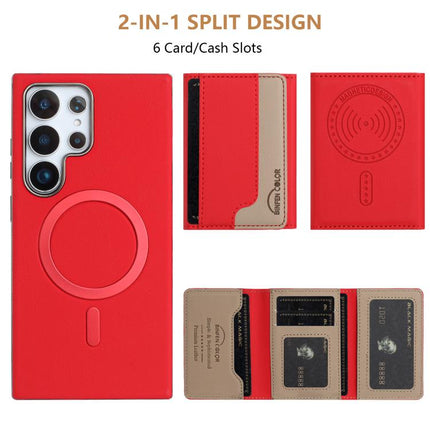 Colour Matching Horizontal Magnetic Card Bag RFID MagSafe Phone Case, For Samsung Galaxy S24 Ultra 5G, For Samsung Galaxy S24+ 5G, For Samsung Galaxy S24 5G, For Samsung Galaxy S23 Ultra 5G