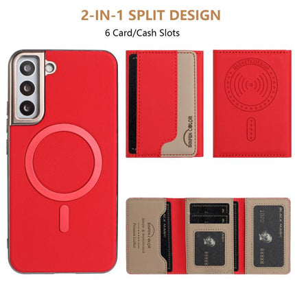 Colour Matching Horizontal Magnetic Card Bag RFID MagSafe Phone Case, For Samsung Galaxy S22 5G, For Samsung Galaxy S21 5G, For Samsung Galaxy S21+ 5G, For Samsung Galaxy S21 Ultra 5G
