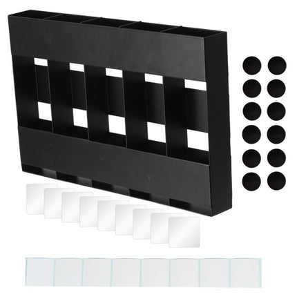 Five-grid Straw Cutlery Metal Storage Rack Kitchen Organizer, without Soft Magnetic Sheet, with 12pcs Soft Magnetic Sheet
