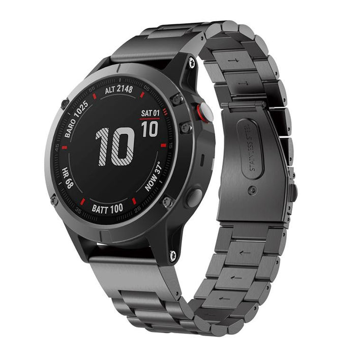 xDfind Three Beads Quick Release Metal Watch Band, For Garmin Fenix 8/7X/6X/5X 26mm, For Garmin Fenix 8/7/6/5 22mm, For Garmin Fenix 8/7S/6S/5S 20mm, For Garmin Forerunner 45/45S/Swim2, For Garmin Forerunner 220/735/735XT/230/235