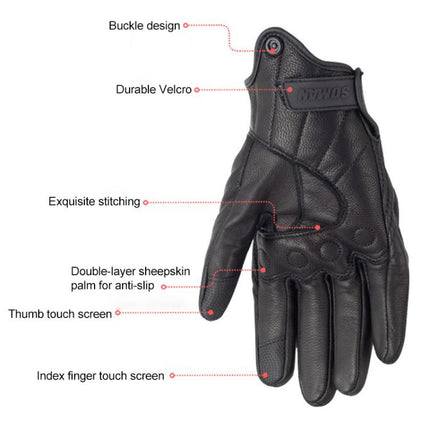 SOMAN MG-24 Motorcycle Sheepskin Gloves Touch Screen Off-road Riding Retro Gloves, M, L, XL, XXL