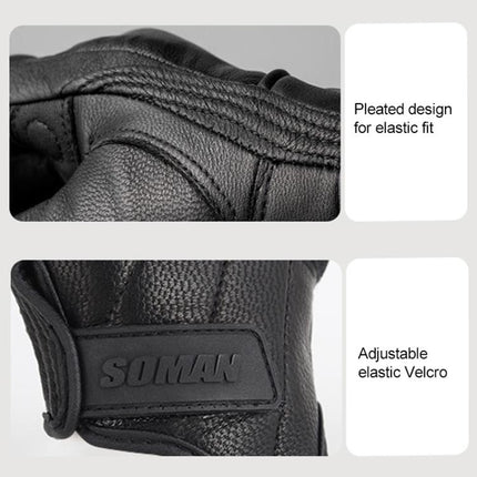 SOMAN MG-24 Motorcycle Sheepskin Gloves Touch Screen Off-road Riding Retro Gloves, M, L, XL, XXL