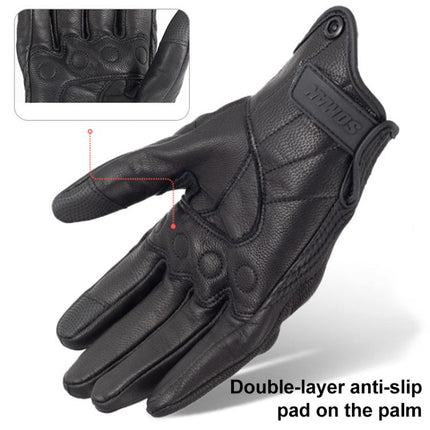 SOMAN MG-24 Motorcycle Sheepskin Gloves Touch Screen Off-road Riding Retro Gloves, M, L