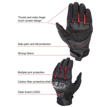 SOMAN  MG21 Motorcycle Sheepskin Carbon Fiber Gloves Off-road Riding Anti-slip Gloves