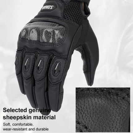SOMAN  MG21 Motorcycle Sheepskin Carbon Fiber Gloves Off-road Riding Anti-slip Gloves
