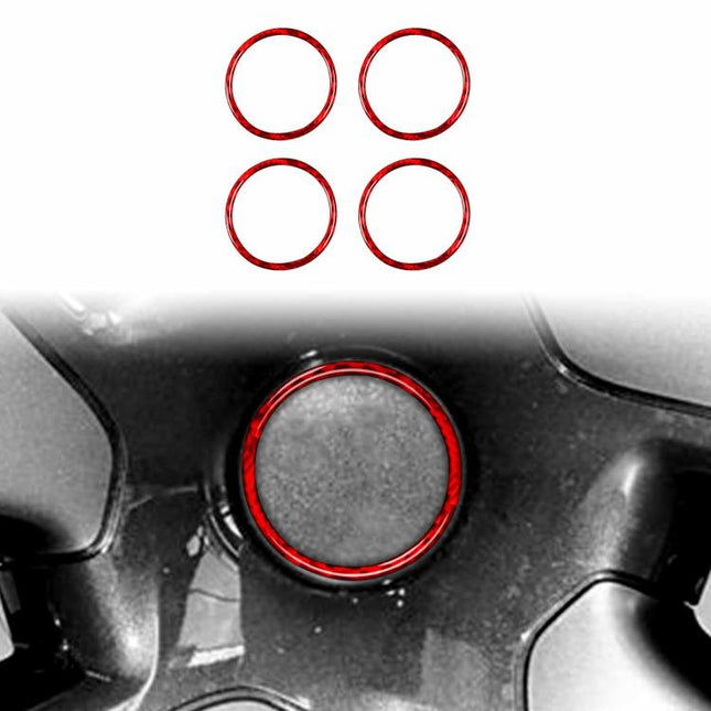 For Tesla Model 3 / Y 4pcs/Set Carbon Fiber Car Wheel Hub Decoration Ring, Car Wheel Hub