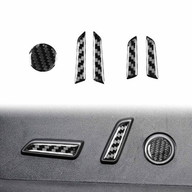 For Tesla Model 3 2023- 5pcs/Set Carbon Fiber Car Seat Adjustment Button Decorative Sticker, Car Seat Adjustment Button