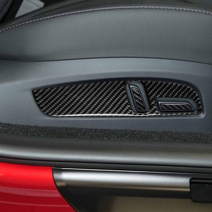 For Tesla Model 3 2023- 7pcs/Set Carbon Fiber Car Seat Adjustment Panel Decorative Sticker, 7pcs/Set Car Seat Adjustment Panel, Left Drive, 7pcs/Set Car Seat Adjustment Panel, Right Drive