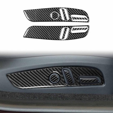 For Tesla Model 3 2023- 7pcs/Set Carbon Fiber Car Seat Adjustment Panel Decorative Sticker, 7pcs/Set Car Seat Adjustment Panel, Left Drive, 7pcs/Set Car Seat Adjustment Panel, Right Drive