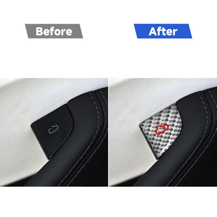 For Tesla Model 3 New Edition 2023+ 4pcs/Set Carbon Fiber Car Door Switch Decorative Sticker with Label, For Tesla Model 3 New Edition 2023+ Car Door Switch
