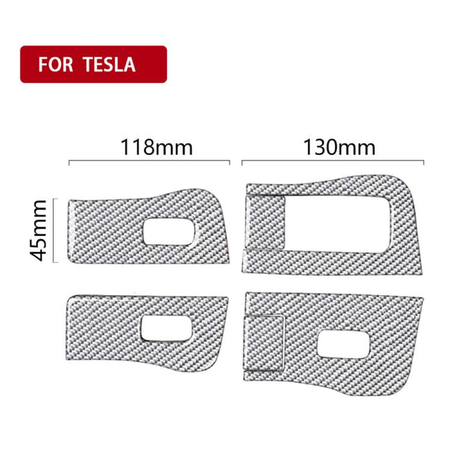 For Tesla Model 3 2017-2022 / Y 2020-2024 6pcs/Set Carbon Fiber Car Window Lift Panel Decorative Sticker, Car Window Lift Panel, Left Drive, Car Window Lift Panel, Right Drive