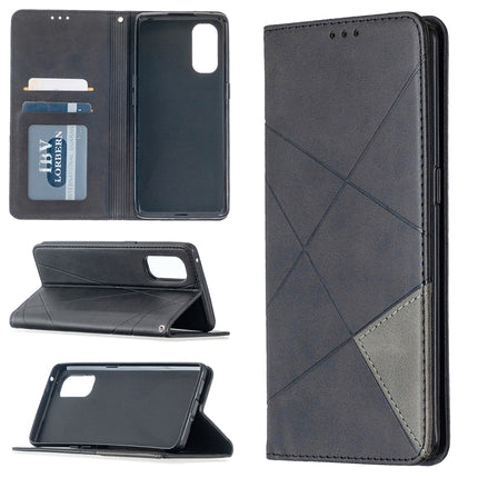 Rhombus Texture Horizontal Flip Magnetic Leather Case with Holder & Card Slots, For OPPO Reno4 Pro 5G
