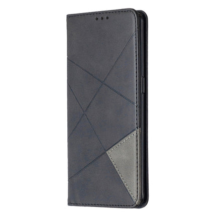 Rhombus Texture Horizontal Flip Magnetic Leather Case with Holder & Card Slots, For OPPO Reno4 Pro 5G