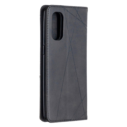 Rhombus Texture Horizontal Flip Magnetic Leather Case with Holder & Card Slots, For OPPO Reno4 Pro 5G
