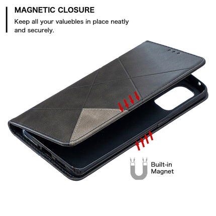 Rhombus Texture Horizontal Flip Magnetic Leather Case with Holder & Card Slots, For OPPO Reno4 Pro 5G