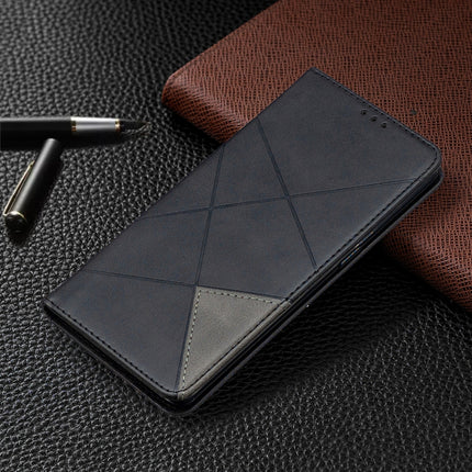 Rhombus Texture Horizontal Flip Magnetic Leather Case with Holder & Card Slots, For OPPO Reno4 Pro 5G