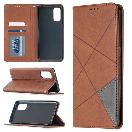 Rhombus Texture Horizontal Flip Magnetic Leather Case with Holder & Card Slots, For OPPO Reno4 Pro 5G