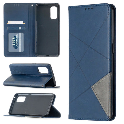 Rhombus Texture Horizontal Flip Magnetic Leather Case with Holder & Card Slots, For OPPO Reno4 Pro 5G
