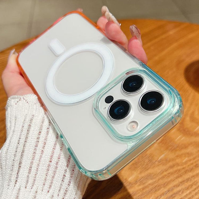 Contrast Color Gradient Transparent MagSafe Phone Case, For iPhone 13 Pro Max, For iPhone 13 Pro, For iPhone 13, For iPhone 13 mini, For iPhone 12 / 12 Pro, For iPhone 12 Pro Max
