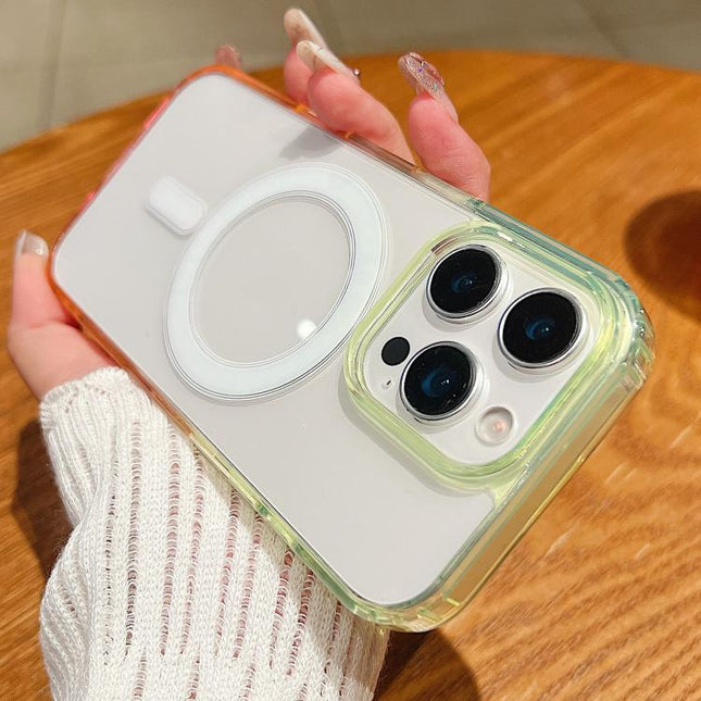 Contrast Color Gradient Transparent MagSafe Phone Case, For iPhone 13 Pro Max, For iPhone 13 Pro, For iPhone 13, For iPhone 13 mini, For iPhone 12 / 12 Pro, For iPhone 12 Pro Max